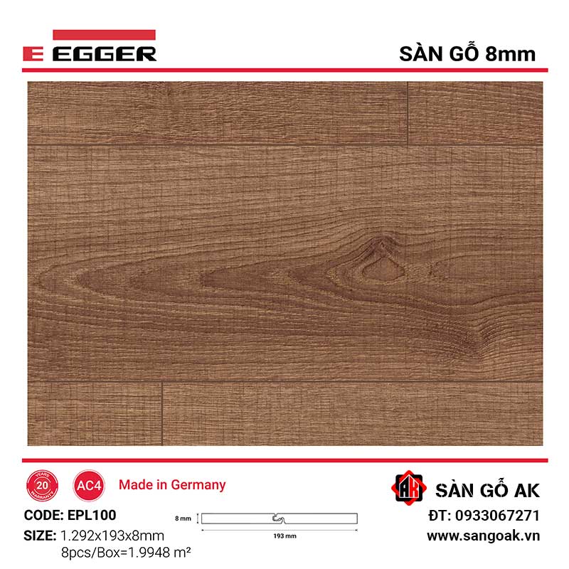 Sàn Gỗ Công Nghiệp Đức Egger 8mm EPL100